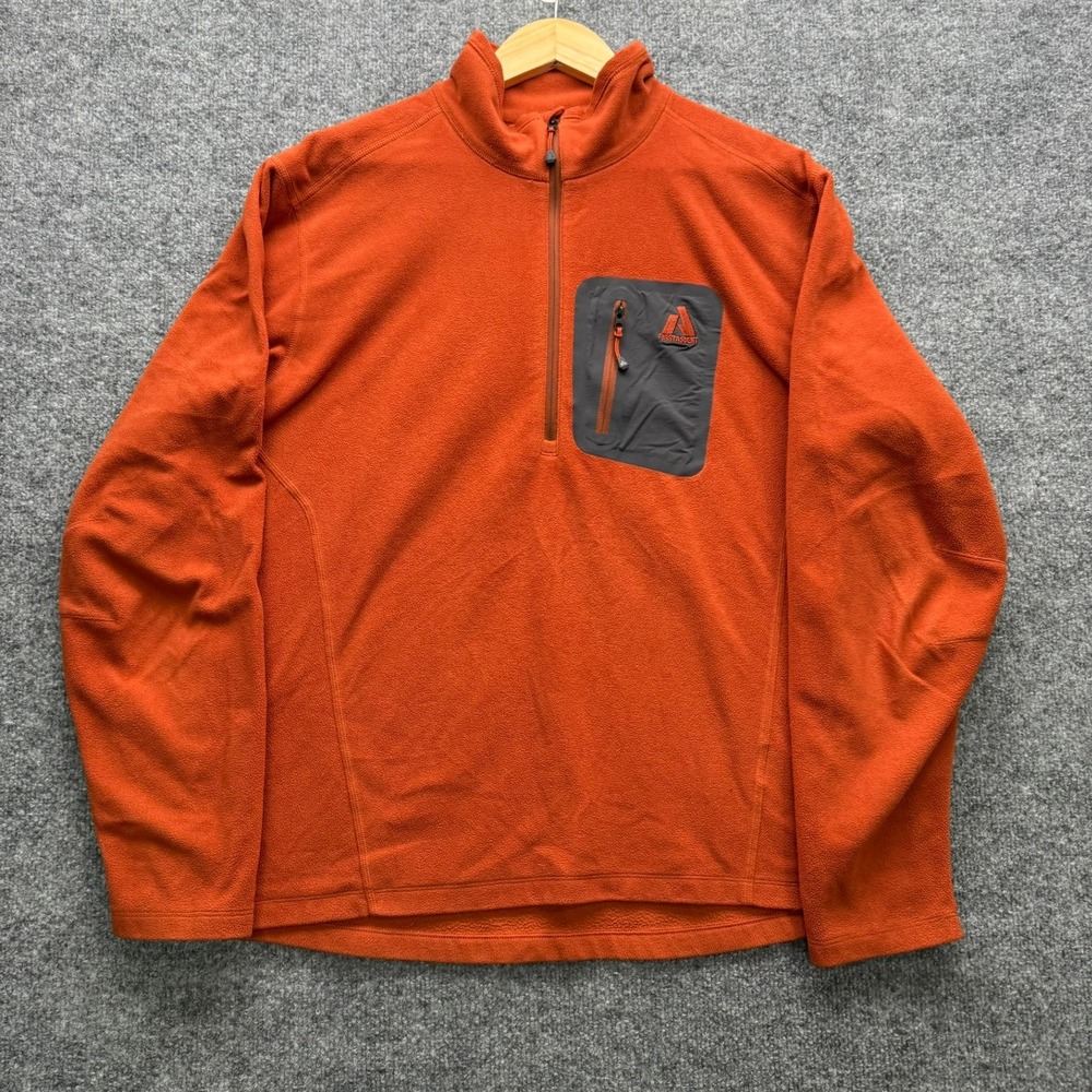 First Ascent Eddie Bauer Fleece Pullover Mens Size L Orange Half Zip Outdoor Top